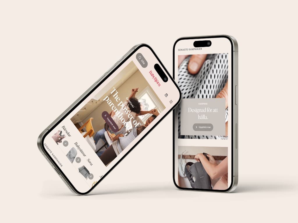 Babybjörn mobile site on two iPhones