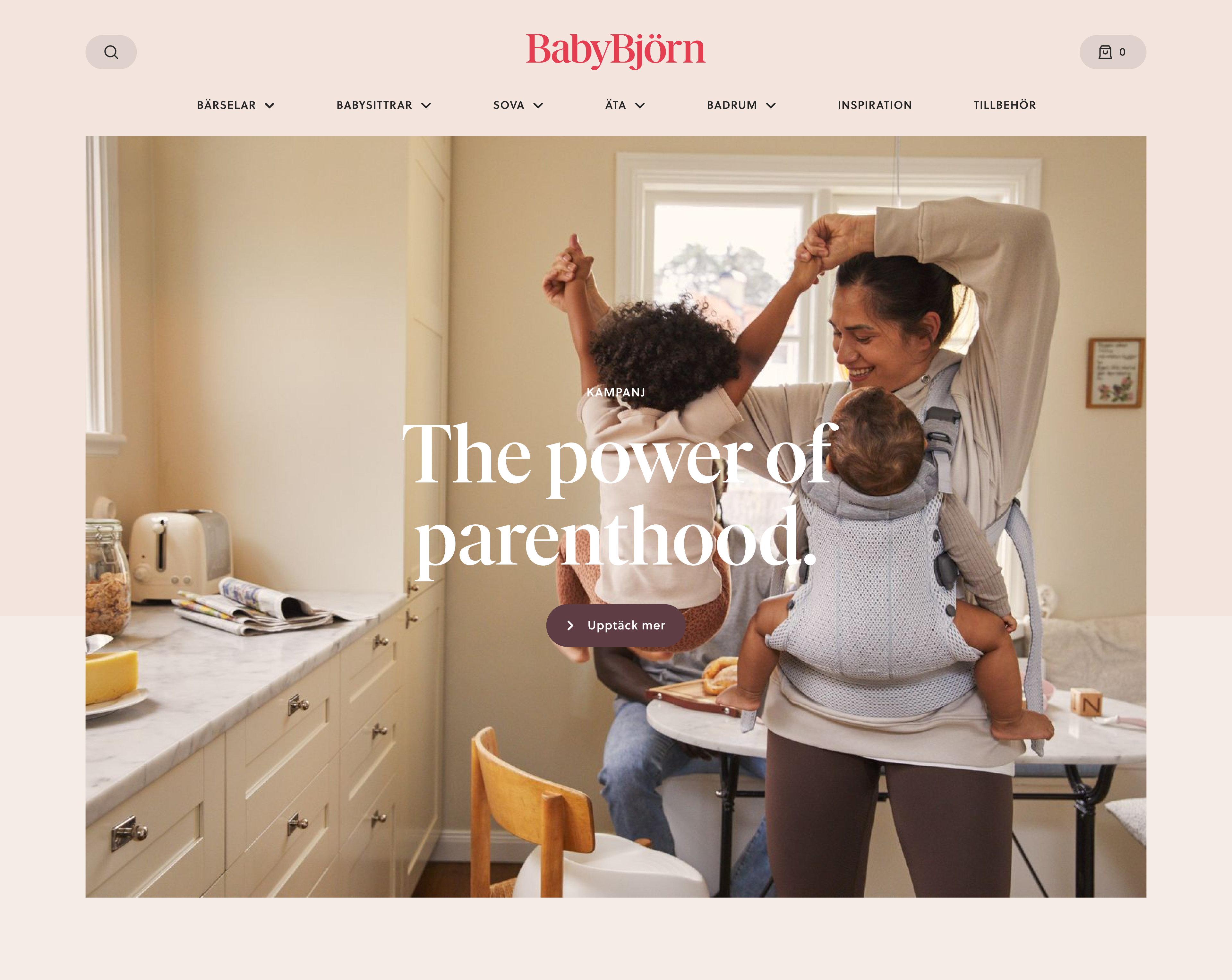 Babybjörn homepage with The power of parenthood
