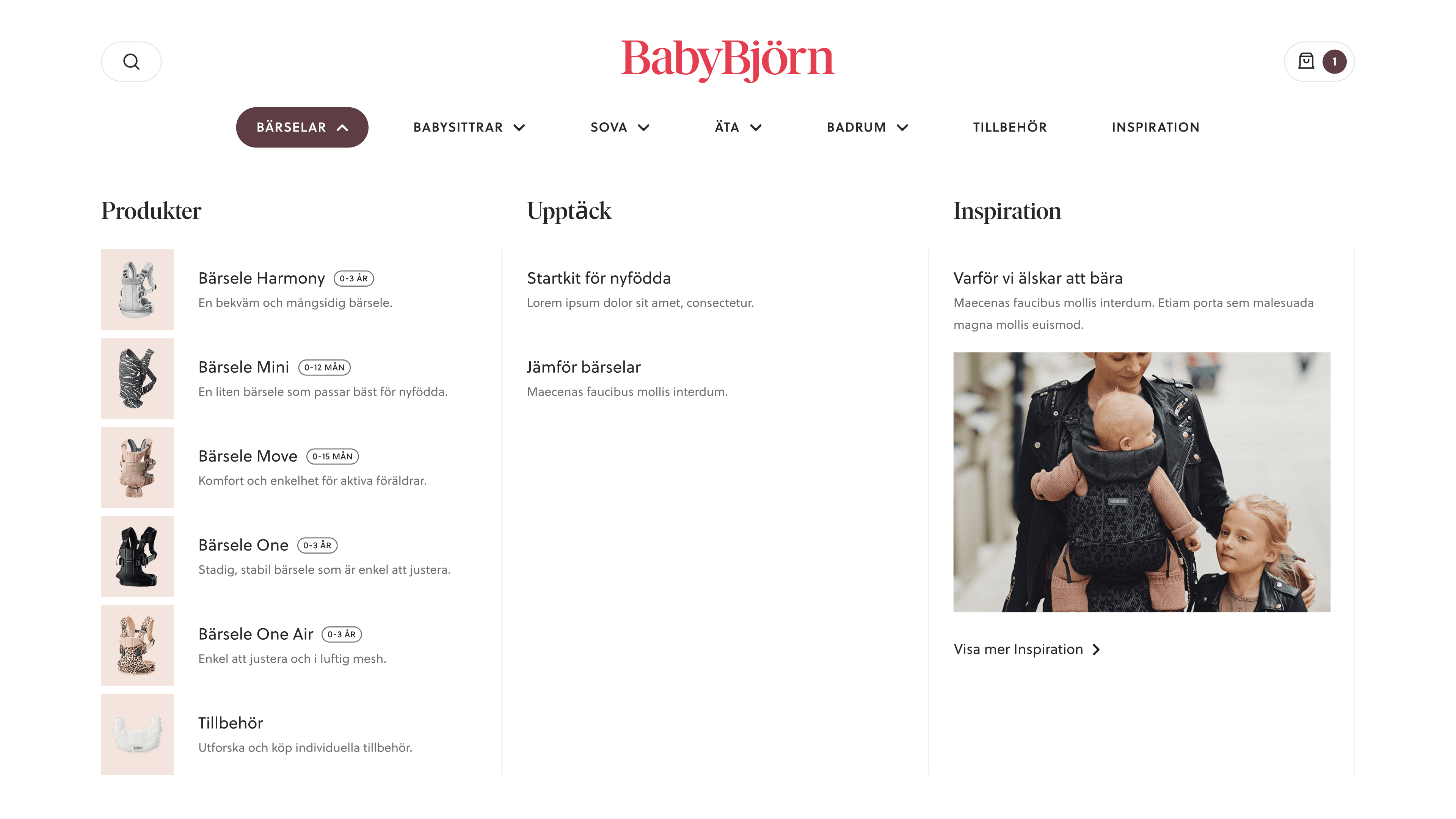 Babybjörn mega menu for baby carriers