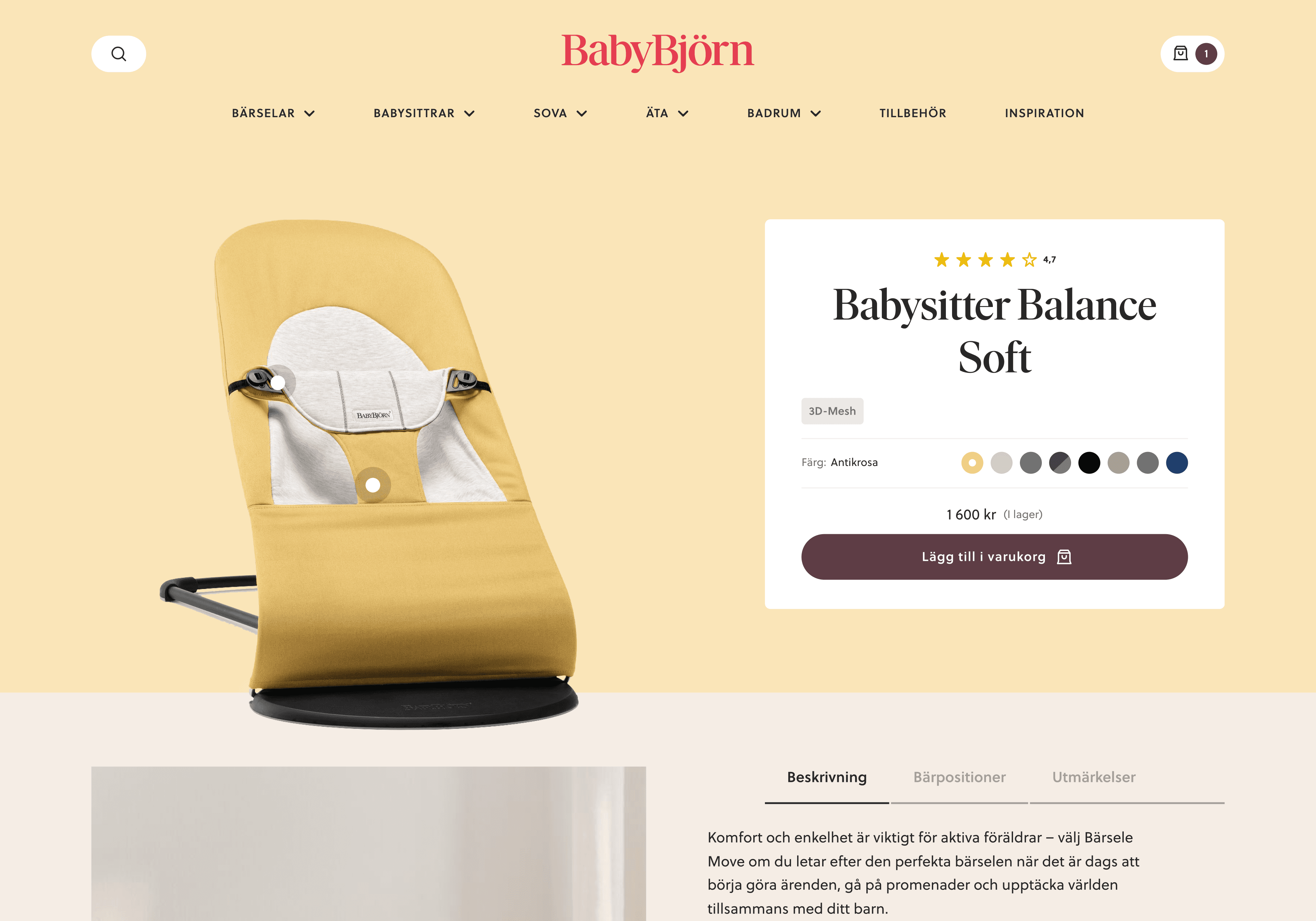 Babybjörn Babysitter Balance Soft product page