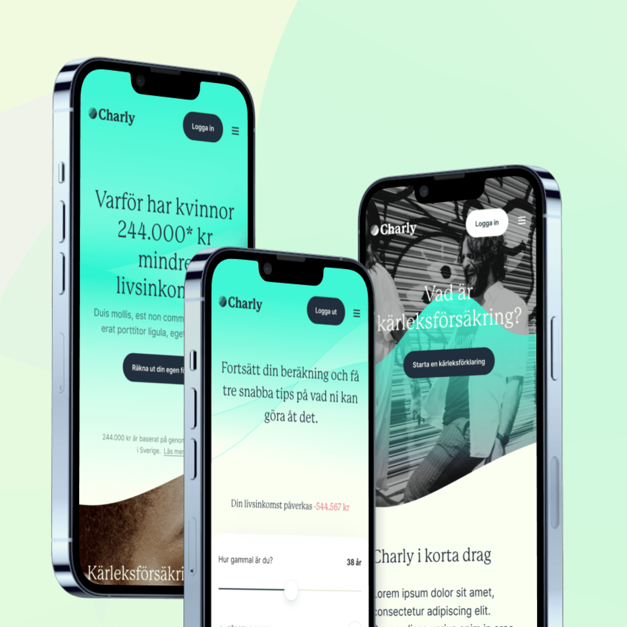 Charly mobile screens on three iPhones