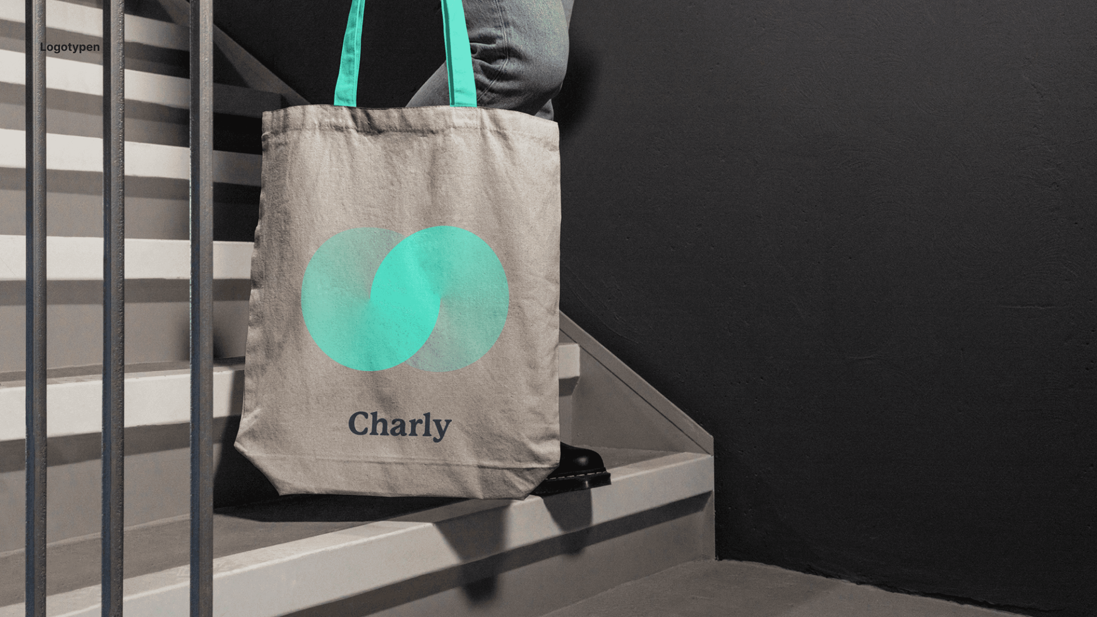 Charly logo on a canvas tote bag