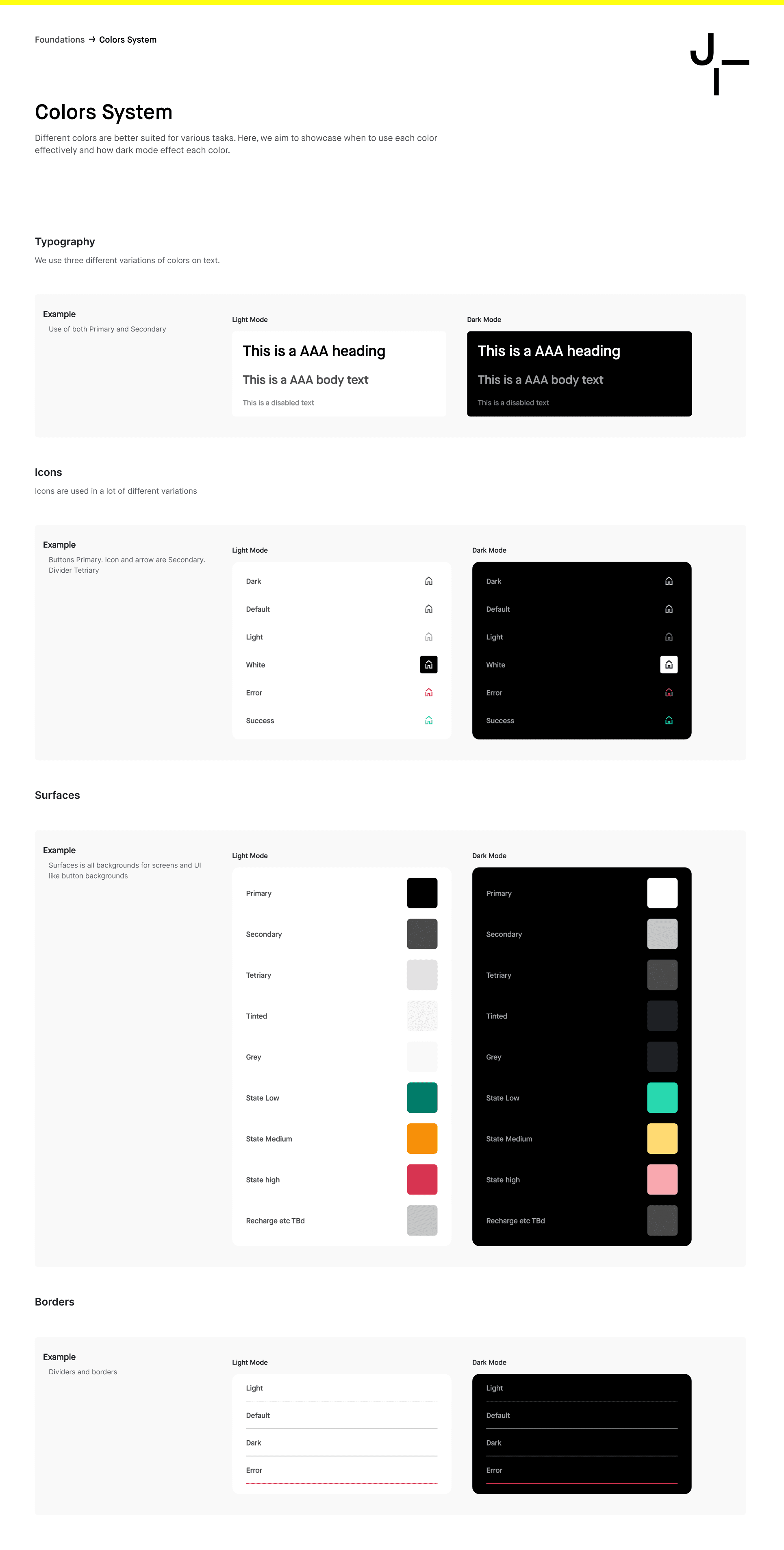 January+ colors system for light and dark mode