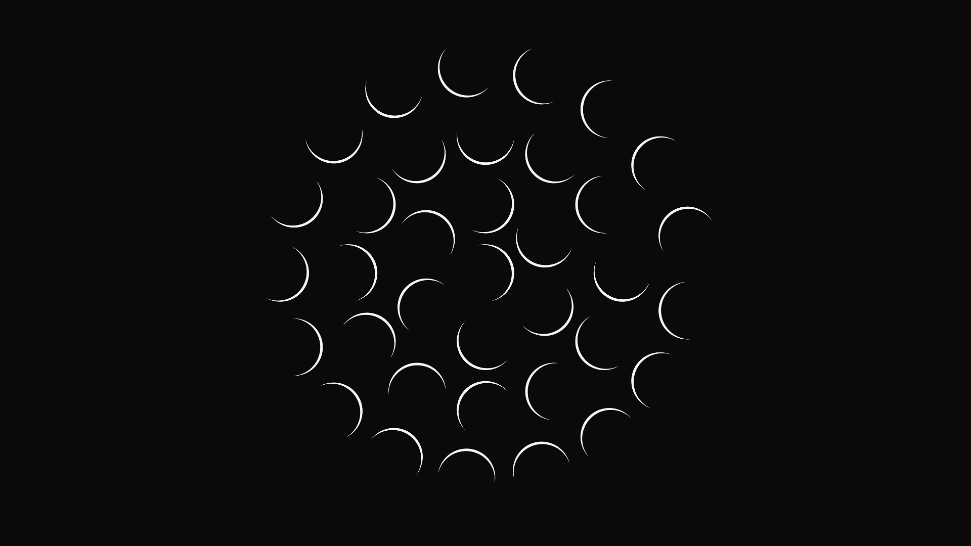 Mirage mark as thin white line crescents on black