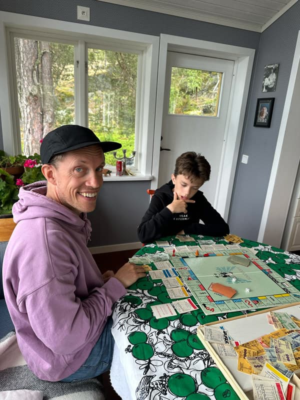 Playing a board game at home